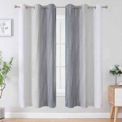 Estelar Textiler Full Room Darkening Greyish White and Grey Blackout Curtains - Image 2