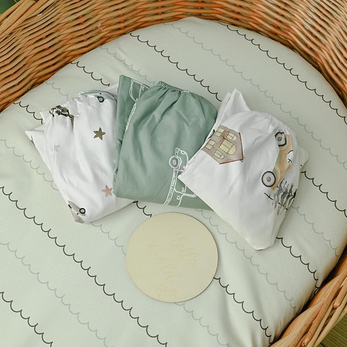 Gllquen Baby Bassinet Sheets 4 Pack, Breathable Cozy Fitted Mattress Sheet - Image 3