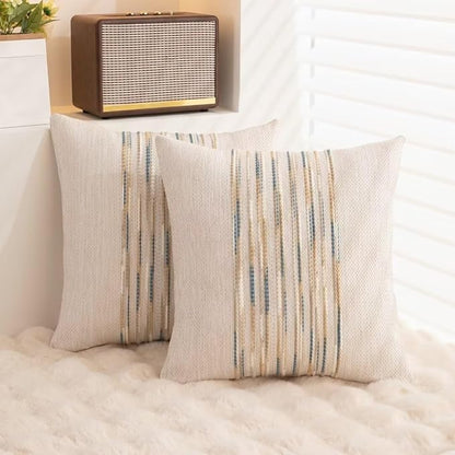Boho Throw Pillow Covers 18x18 Set of 2 Farmhouse Decorative Cushion Case - Image 4