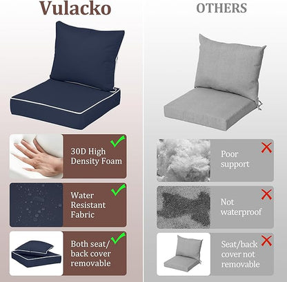 Outdoor Deep Seat Cushions for Patio Furniture Set of 2, Waterproof Outdoor - Image 6
