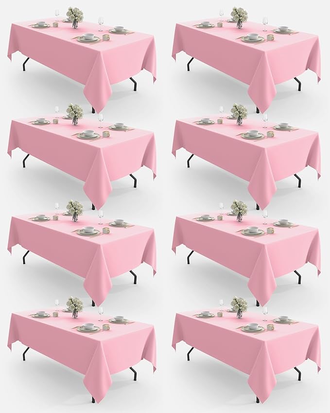 Pureegg Rectangle Table Cloth 60" x 84" – 8 Packs, Durable Polyester Tablecloth by Pureegg