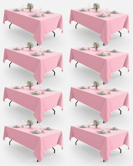 Pureegg Rectangle Table Cloth 60" x 84" – 8 Packs, Durable Polyester Tablecloth by Pureegg
