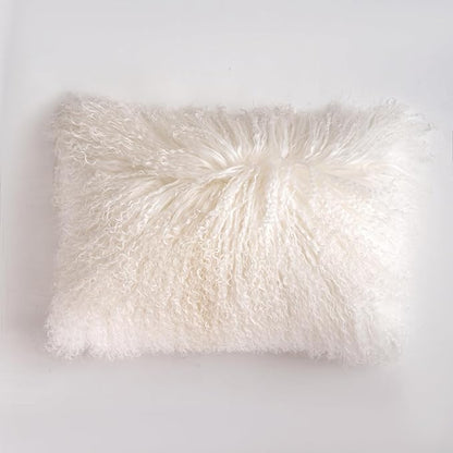 Genuine Mongolian Lamb Fur Pillow Cover – 12"x20" Rectangular Cushion Case – by Unknown