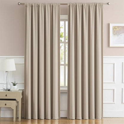 DUALIFE Taupe Room Darkening Curtains Short 2 Panels Set 45 Inch Length Light by DUALIFE