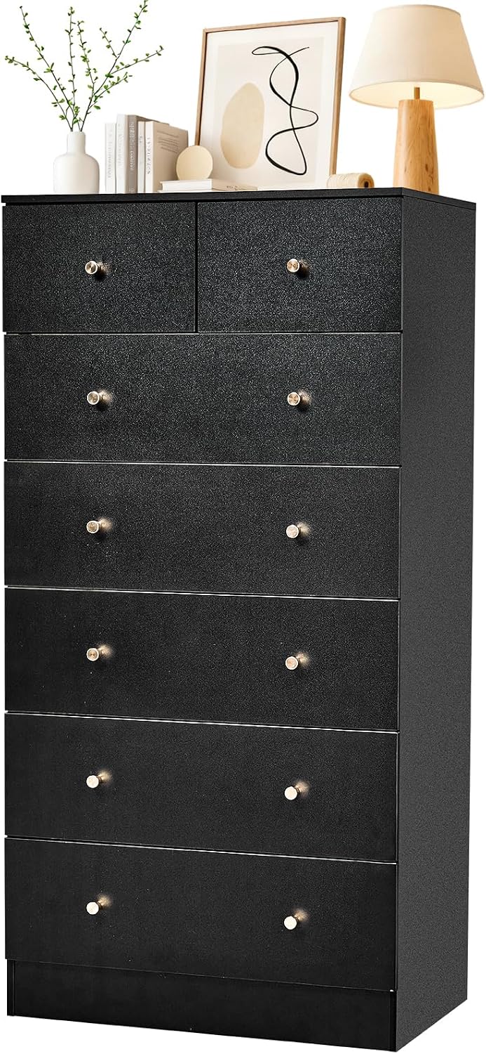 karl home black 7 drawer dresser, wood chest, main product view