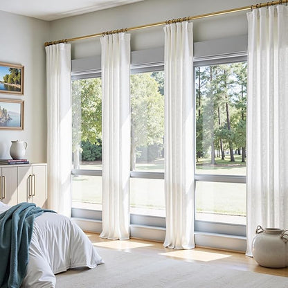 jinchan Linen Curtains 50W x 90L Inch Off White by JINCHAN