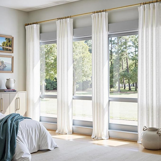 jinchan Linen Curtains 50W x 90L Inch Off White by JINCHAN
