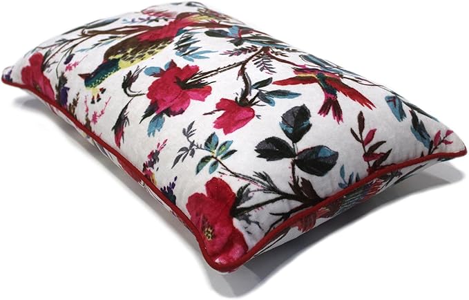 Eyes of India Velvet Floral Flower Bird Throw Pillow Sofa Cushion Cover Case - Image 5