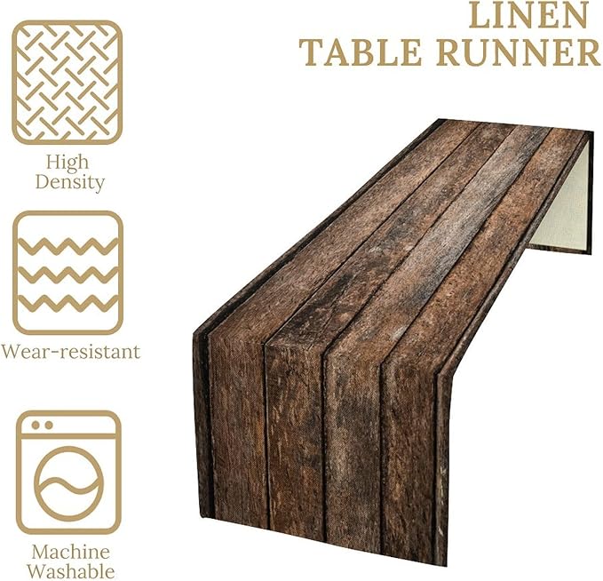 Brown Wood Rustic Table Runner Lumbers Colors Wooden Barn Door Farmhouse - Image 7