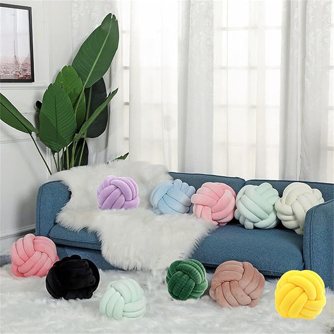 Round Throw Pillow, Soft Handmade Knot Ball Pillows, Home Decoration Pillow - Image 2