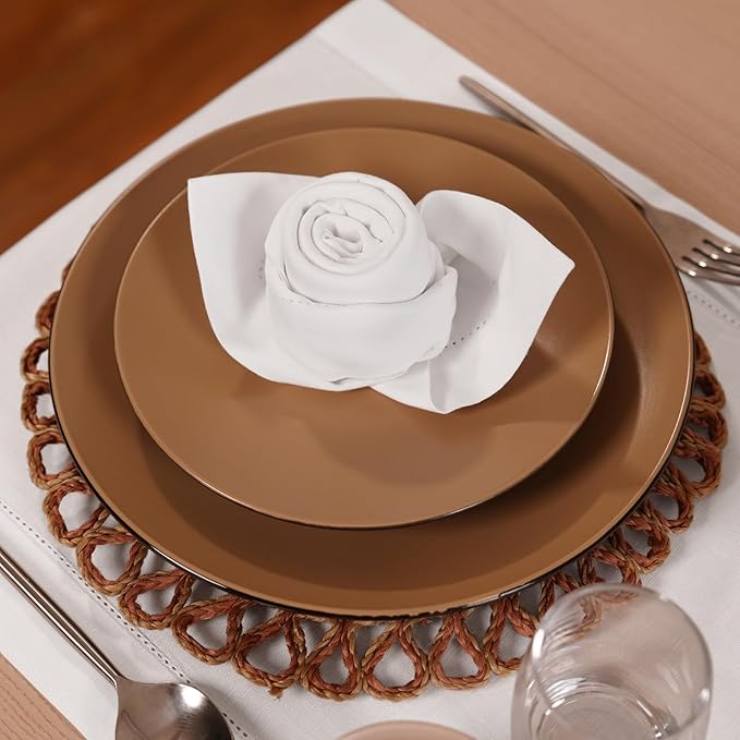 Home Ekaa White Cotton Linen Placemats Set of 4 – Washable Hemstitch Cloth - Image 2