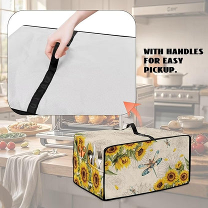 Dragonfly Sunflower Print Microwave Oven Cover Dust-Proof Microwave Toaster - Image 5