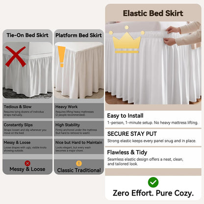 white twin xl college dorm bed skirt 42", front angle view
