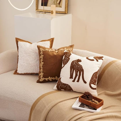 Avigers 18 x 18 Inch Throw Pillow Cushion Cover, Fluffy White Leopard Cheetah - Image 6
