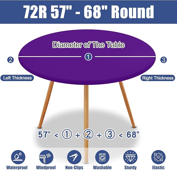 Round Spandex Tablecloth, Elastic Fitted Waterproof Tablecloths - Image 8