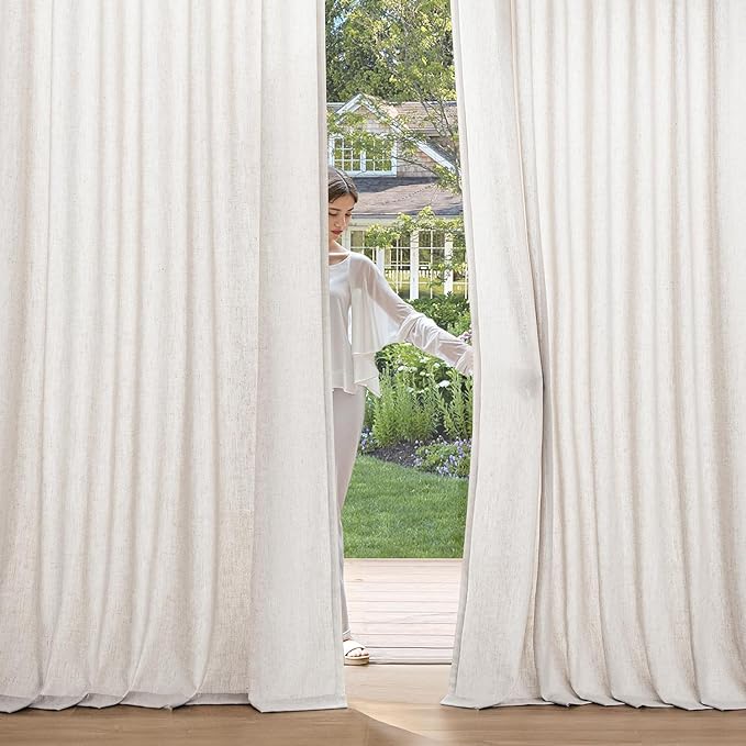 MIULEE Non-See-Through Privacy Linen Curtains 2 Panels, Light Filtering Window - Image 2