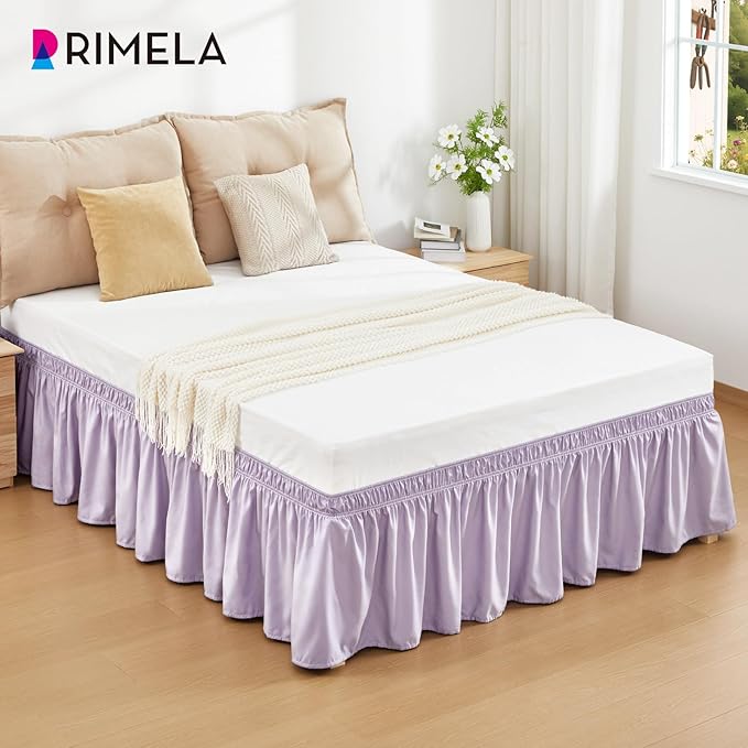 RIMELA Lavender Purple Bed Skirt King Size 18 Inch Drop, Wrap Around Elastic - Image 9