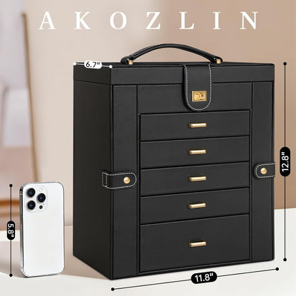 akozlin 6-tier jewelry box organizer 5 drawers storage, side view