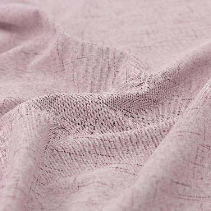 KOUFALL Short Pink Linen Blackout Curtains - Image 7