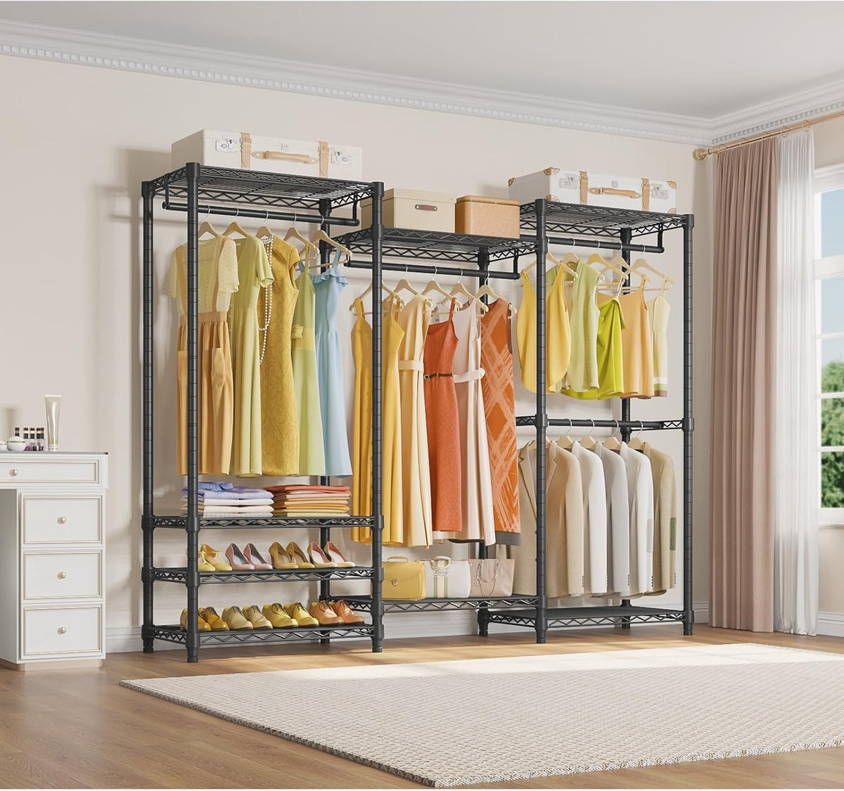vipek v5 heavy duty clothes rack, freestanding modular shown in use