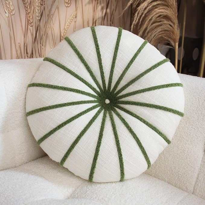 S_SSOY Round Pumpkin Throw Pillows 16", Colorful Striped Cushions Floor Pillows by S_SSOY