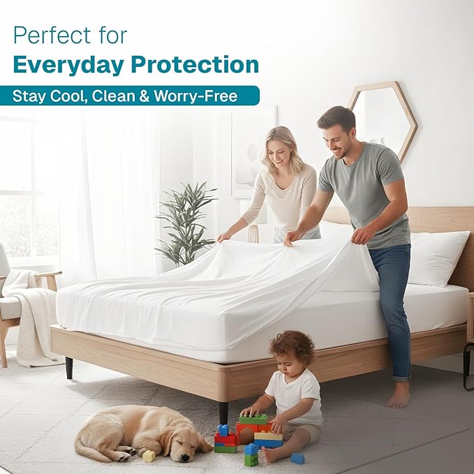 FABDREAMS Organic Waterproof Mattress Protector Queen Size|Queen Mattress - Image 5