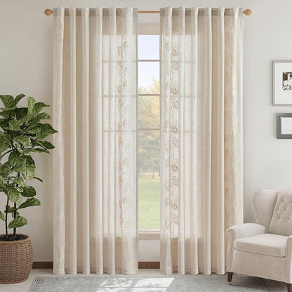 jinchan Linen Paisley Curtains 84 Inch Long - Image 2
