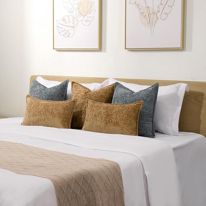 Pack of 2 Golden Brown Decorative Throw Pillow Covers 20x20 Cozy Soft Polyester - Image 6