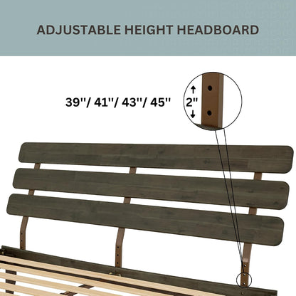 bme caden 15 inch king bedframe, adjustable headboard, side view