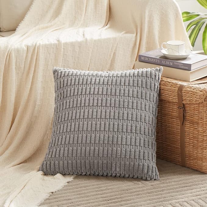 Fancy Homi 4 Packs Grey Decorative Throw Pillow Covers 26x26 Inch - Image 2