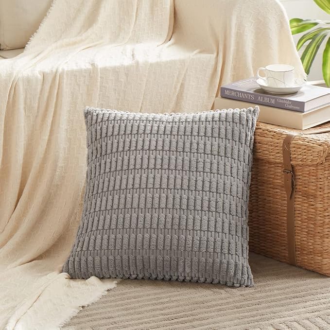 Fancy Homi 4 Packs Grey Decorative Throw Pillow Covers 20x20 Inch - Image 2
