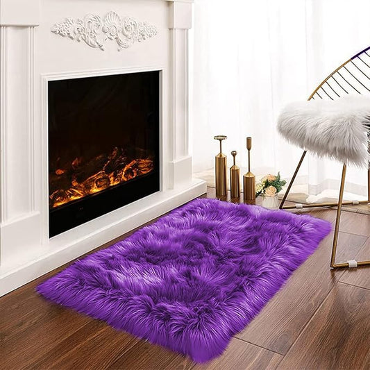 Latepis Small Furry 2x3 Purple Faux Fur Rug Fluffy Rugs Washable Shag by Latepis