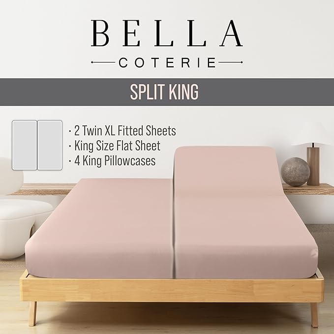 Bella Coterie 7 Piece Luxury Bamboo Viscose Split King Size Sheet Set | 2 - Image 2