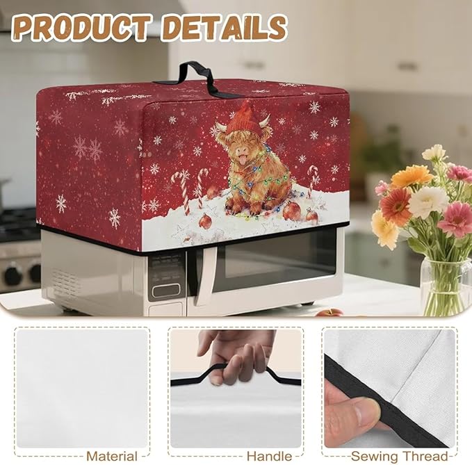 Microwave Oven Dust Cover, Christmas Highland Cattle Waterproof Polyester Dust - Image 7