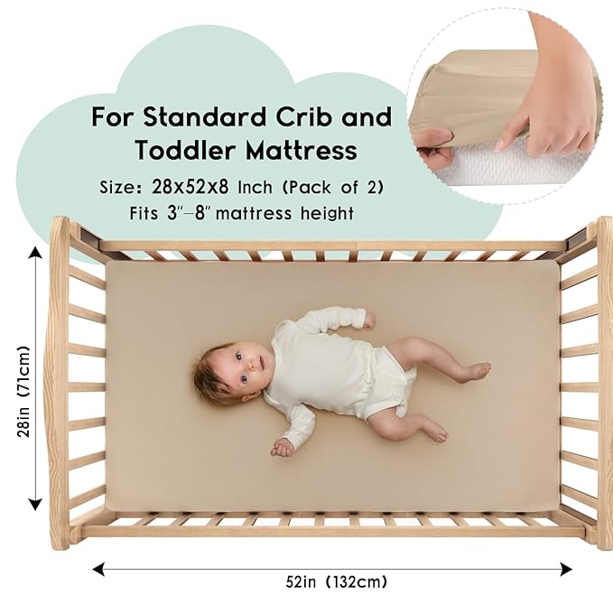Yoofoss Baby Crib Sheets for Boys Girls, Fitted Crib Sheet 2 Pack for Standard - Image 2