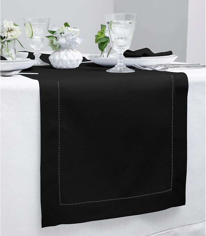 Solino Home Linen Black Table Runner 156 Inches Long - Image 2