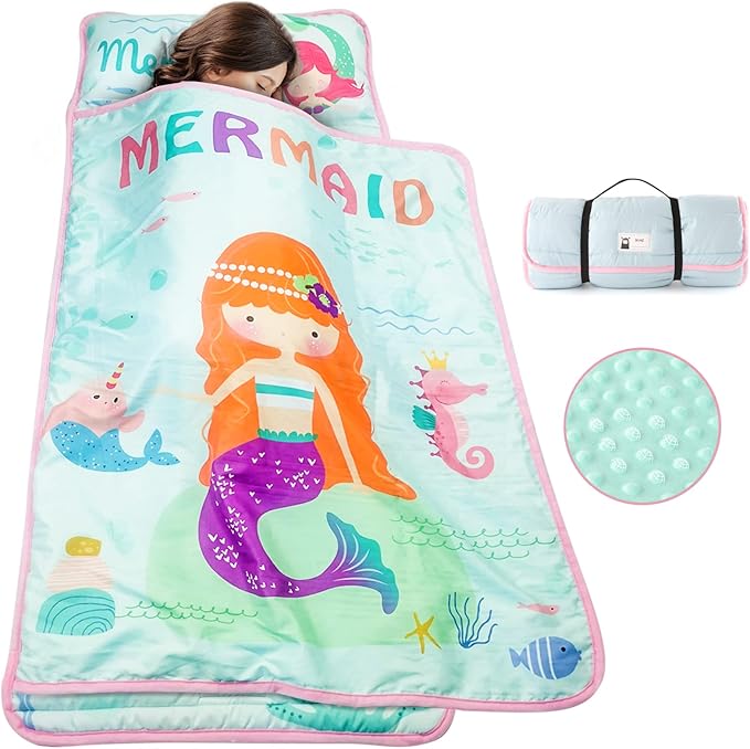 TANOSHII® Toddler Nap Mat with Pillow and Blanket, Portable Kids Sleeping Mats by TANOSHII