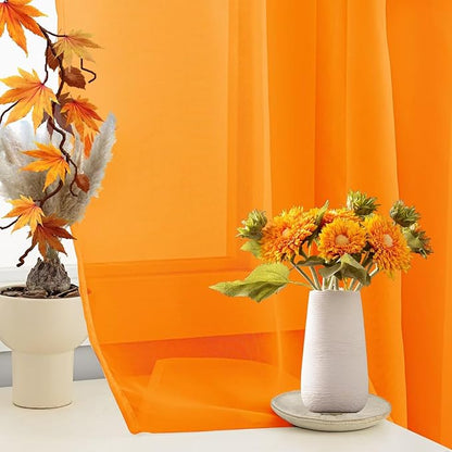 Sheer Curtains 54 Inches Long 2 Panels, Rod Pocket Short Curtain - Image 5