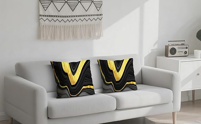 Black and Gold Marble Texture Throw Pillow Covers 18x18 Inch Set of 2, - Image 5