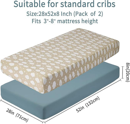 Baby Crib Sheets for Boys Girls, 2 Pack Fitted Crib Sheet for Standard Crib and - Image 3