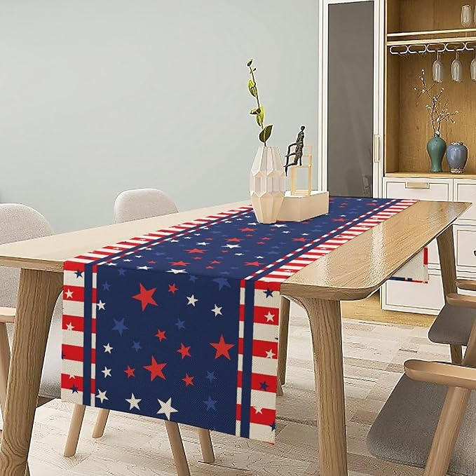 4th of July Table Runner, America Stars Stripes Patriotic Independence Memorial - Image 3