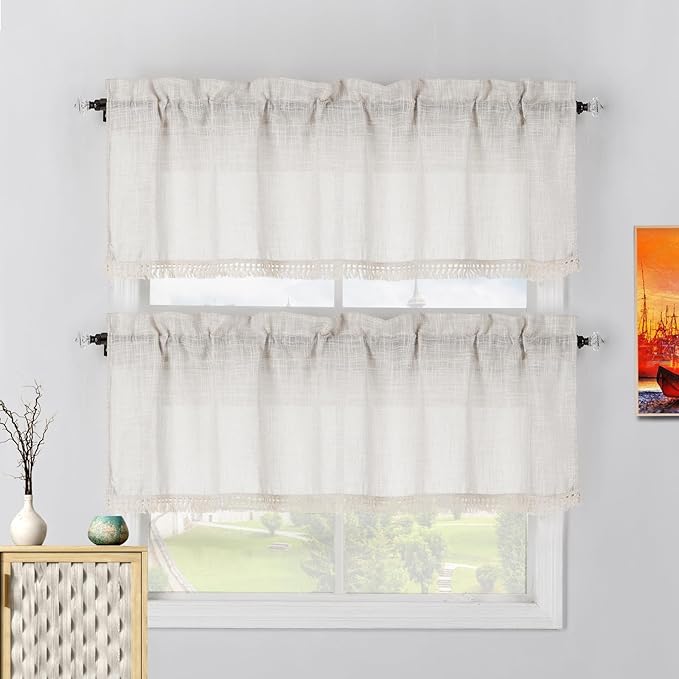 Beda Home Tassel Linen Textured Swag Valances by BedaHomeBedaLife
