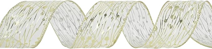 MEEDEE Gold Wired Ribbon 2.5 Inch Sheer Wired Christmas Ribbon - Image 8