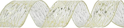 MEEDEE Gold Wired Ribbon 2.5 Inch Sheer Wired Christmas Ribbon - Image 8