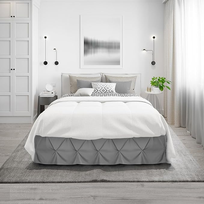 Nestl Dark Grey Bed Skirt Twin Size, Pinch Pleat Twin Bed Skirt, Hotel Quality - Image 9