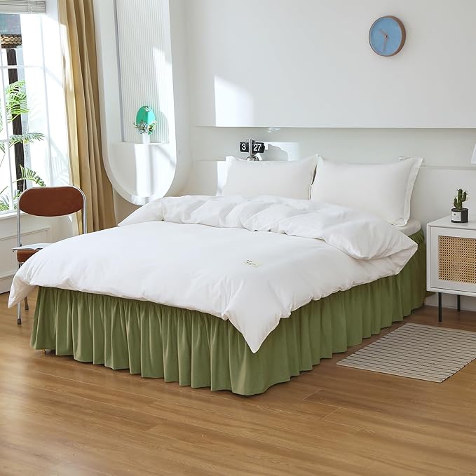 MEILA Queen Bed Skirt, Wrap Around Ruffle Bed Skit - Image 3