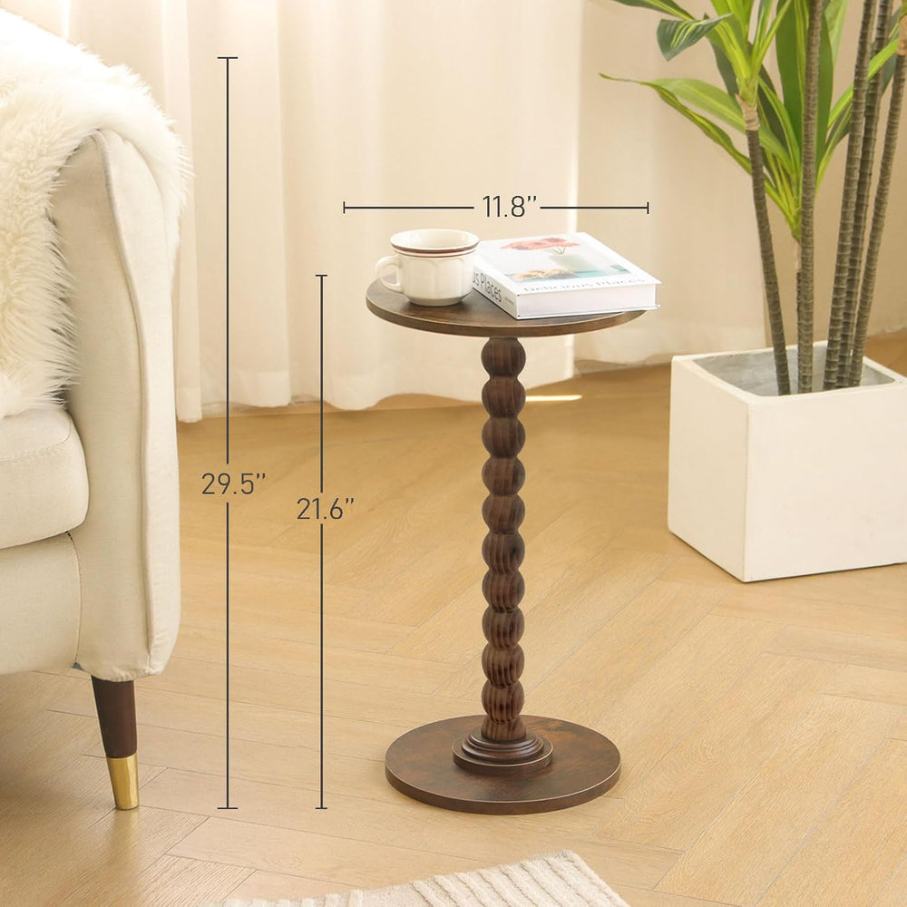 Round Side Table, Small Drink Table for Small Spaces, Modern Accent Nightstan...