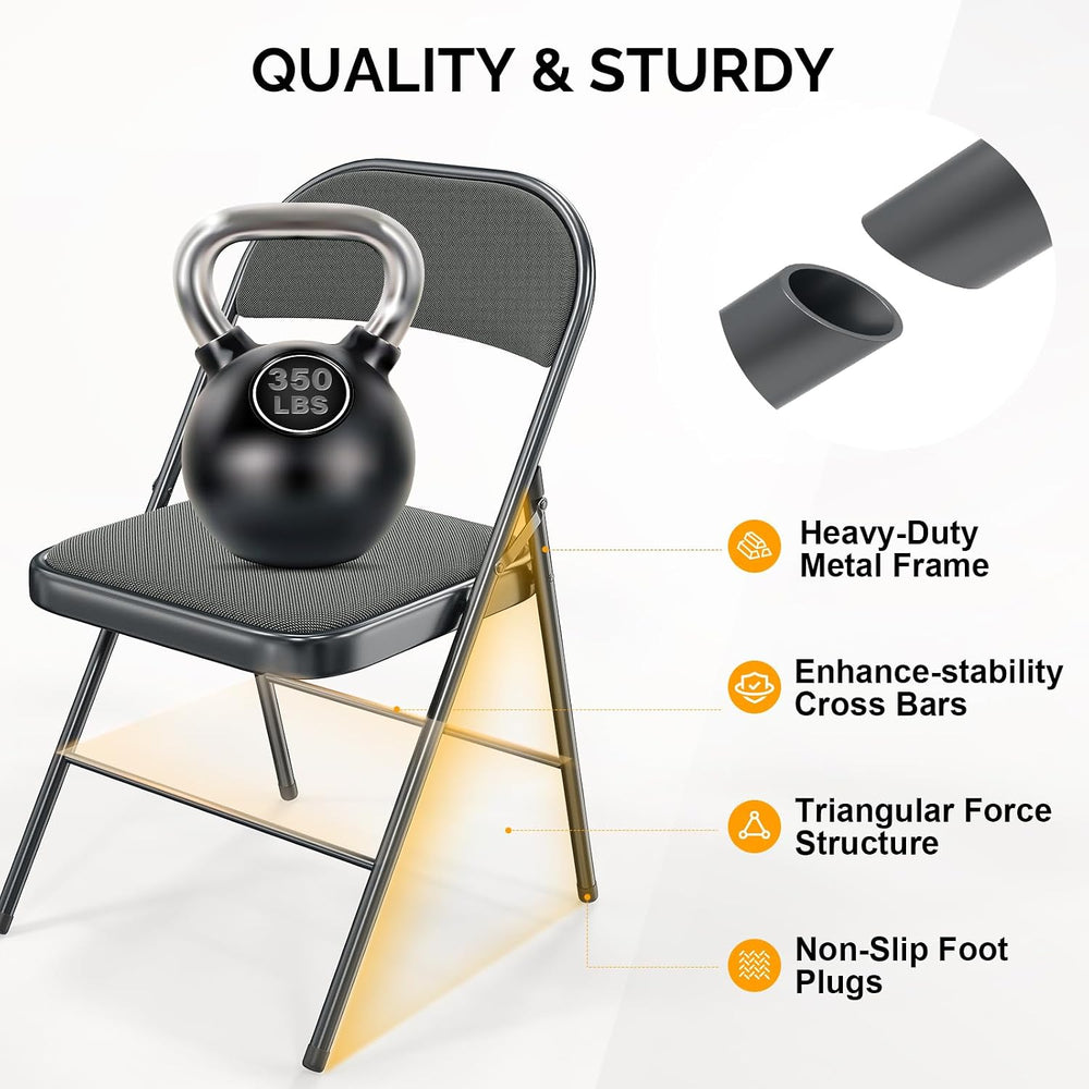 Bonnlo Folding Chair, Fabric Padded Folding Chairs with Cushion, Back and Ste...