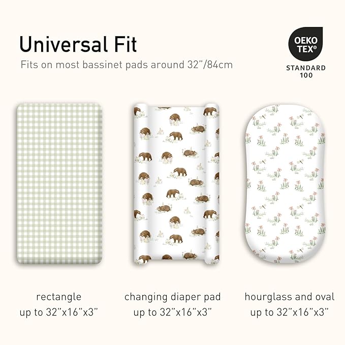 Gllquen Baby Bassinet Sheets 4 Pack, Breathable Cozy Fitted Mattress Sheet - Image 5