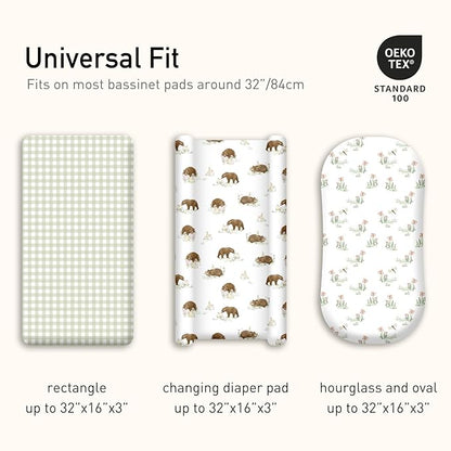 Gllquen Baby Bassinet Sheets 4 Pack, Breathable Cozy Fitted Mattress Sheet - Image 5